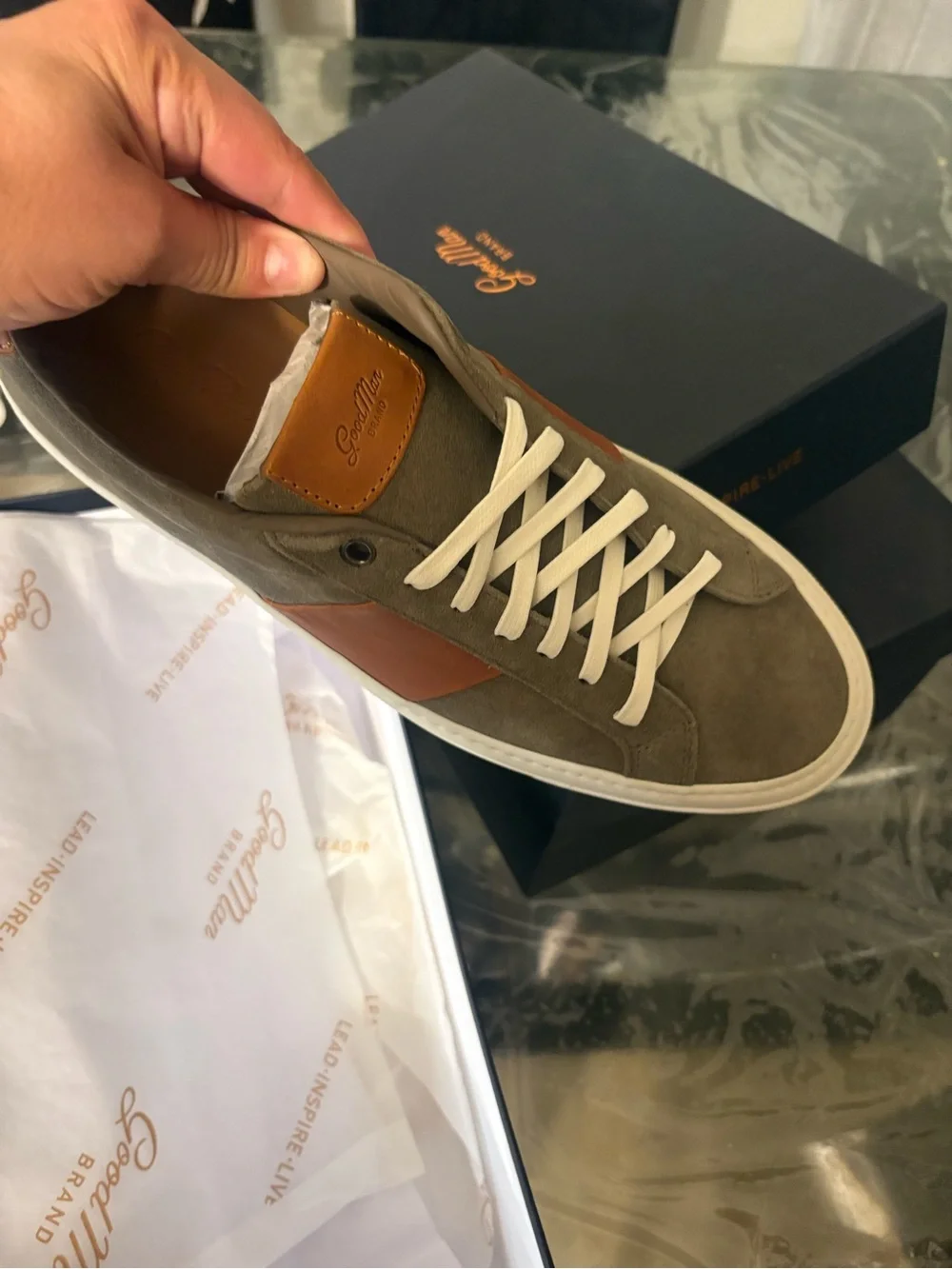 Good Man Olive Suede & Tan Leather Casual Sneaker